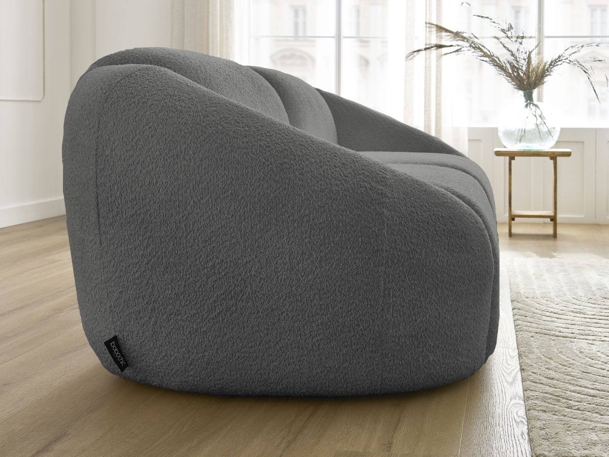 Bobochic Tina Sofa 2-Sitzer Bouclé-Stoff Dunkelgrau