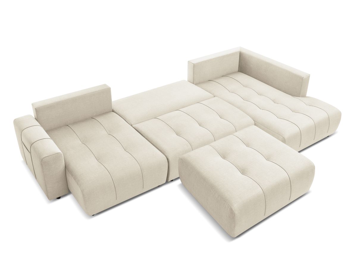 Bobochic Arsene Wohnlandschaft mit Pouf Samt Beige Ecke links