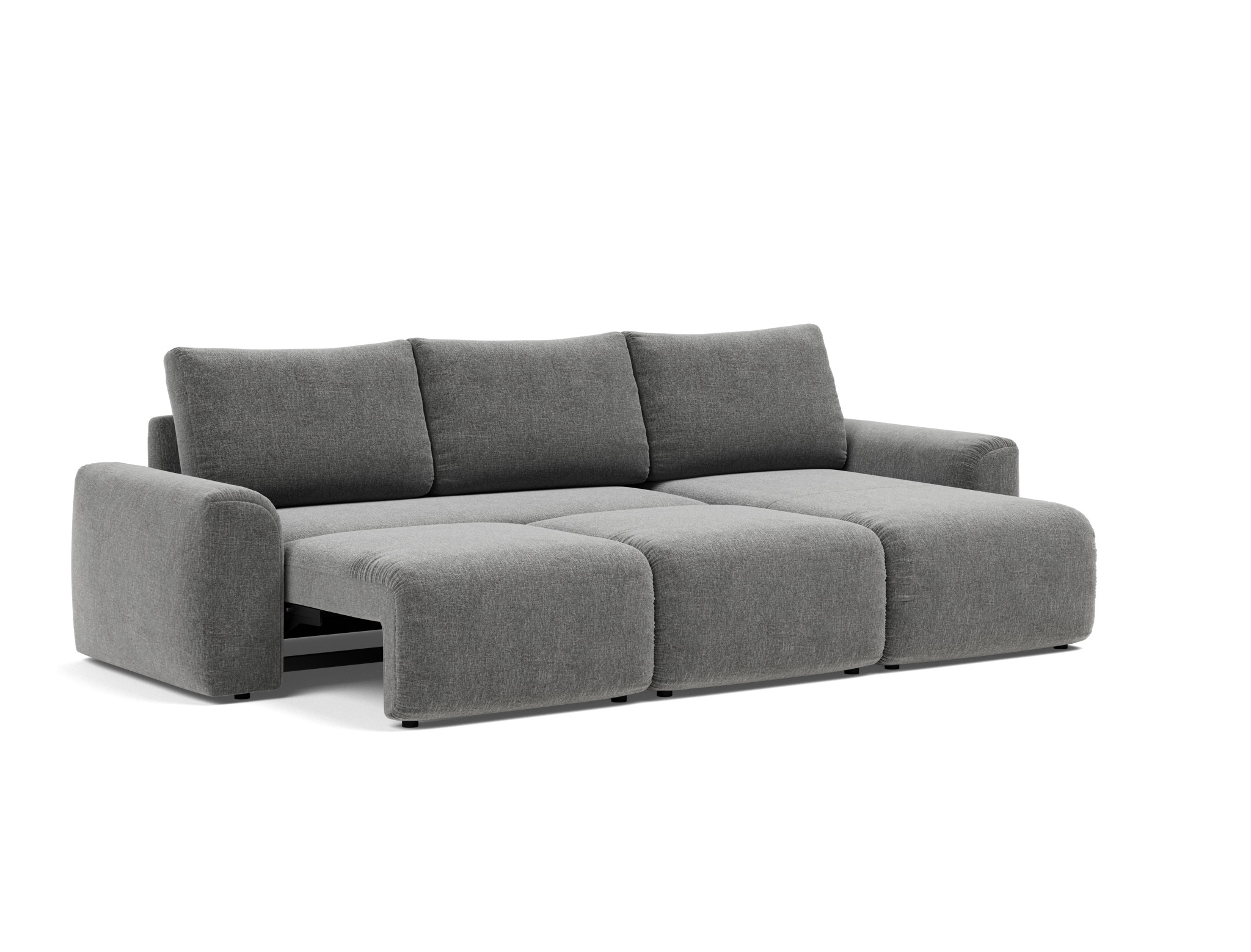 Schlafsofa Norum mit Chaiselongue und Chunky-Armlehnen Strukturierter Stoff Twist 563-Charcoal