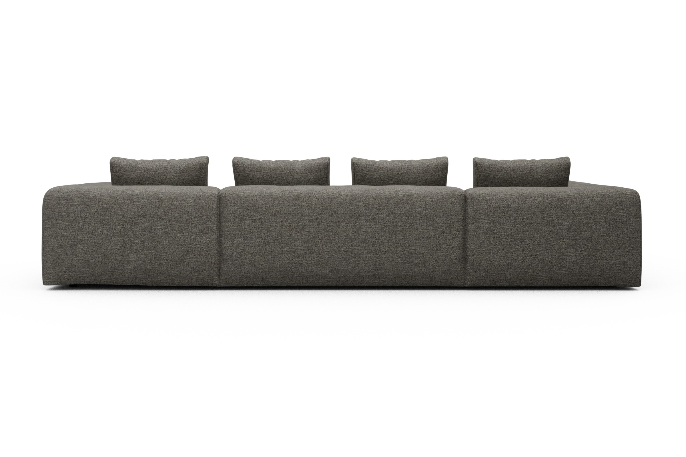 Wohnlandschaft Fred Relax-Ecke links mit 2-Sitzer und Chaiselongue rechts Boucle Carreno 771-Sepia-Brown