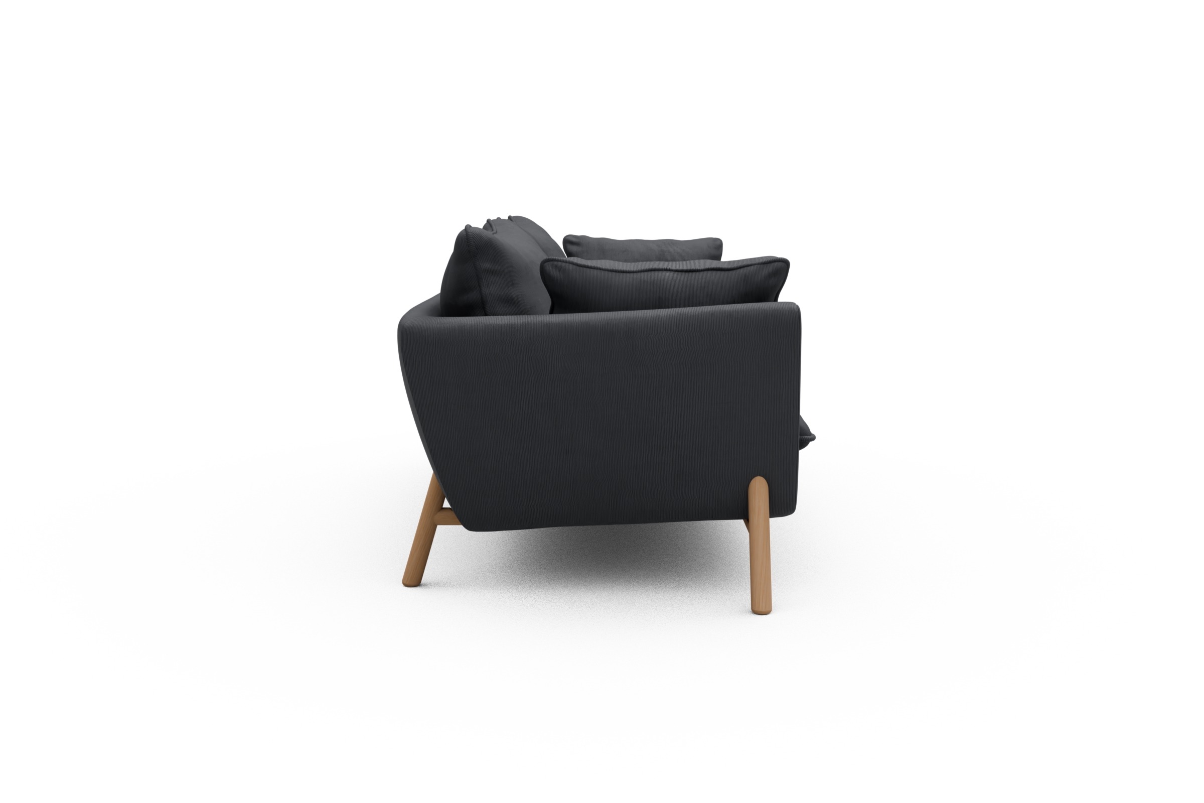 Sofa Emil PREMIUM 3-Sitzer Beinfarbe Eiche Natur Cordufine-Slate-Grey