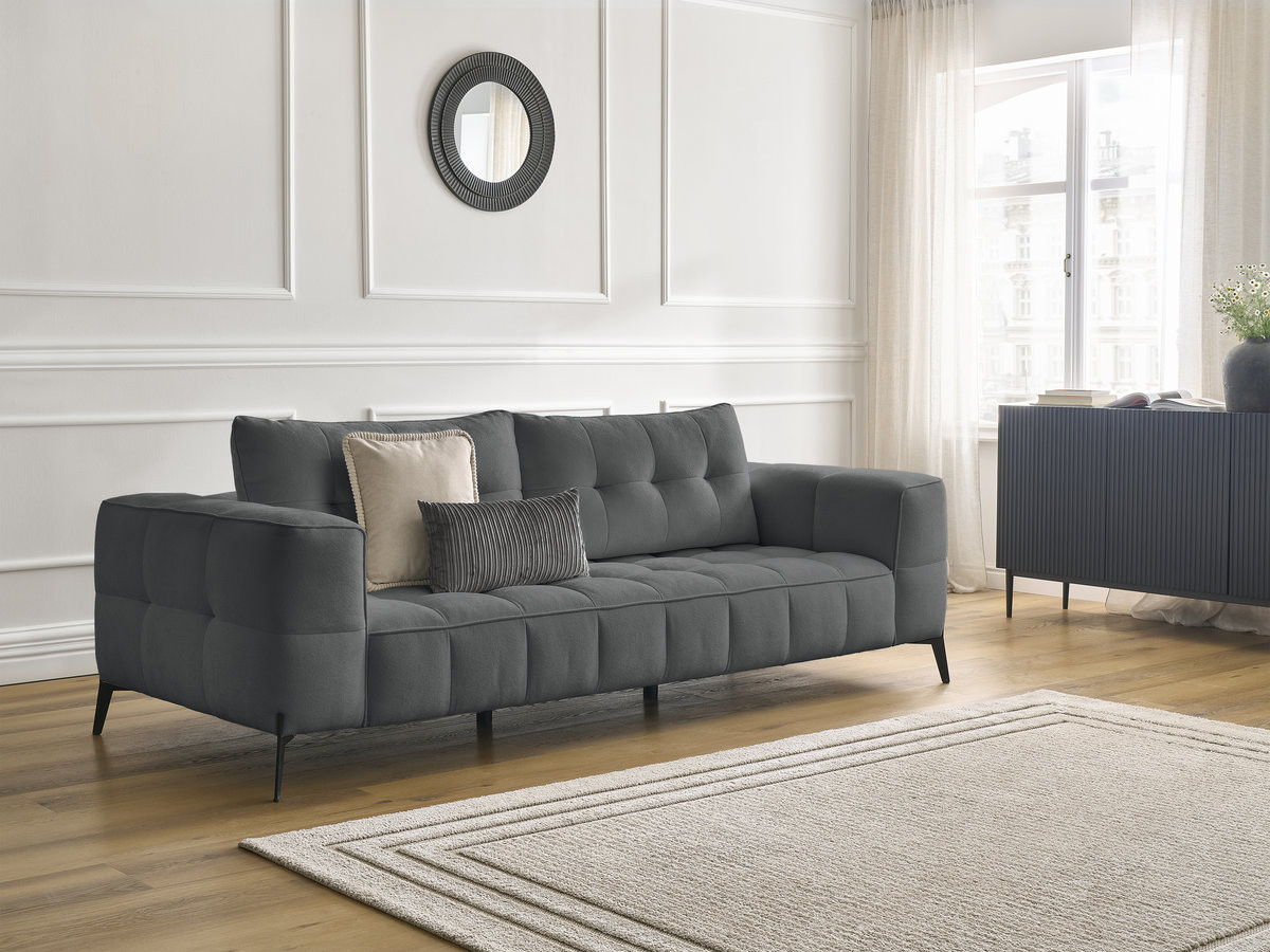 Bobochic Anis Sofa 3-Sitzer Strukturstoff Dunkelgrau