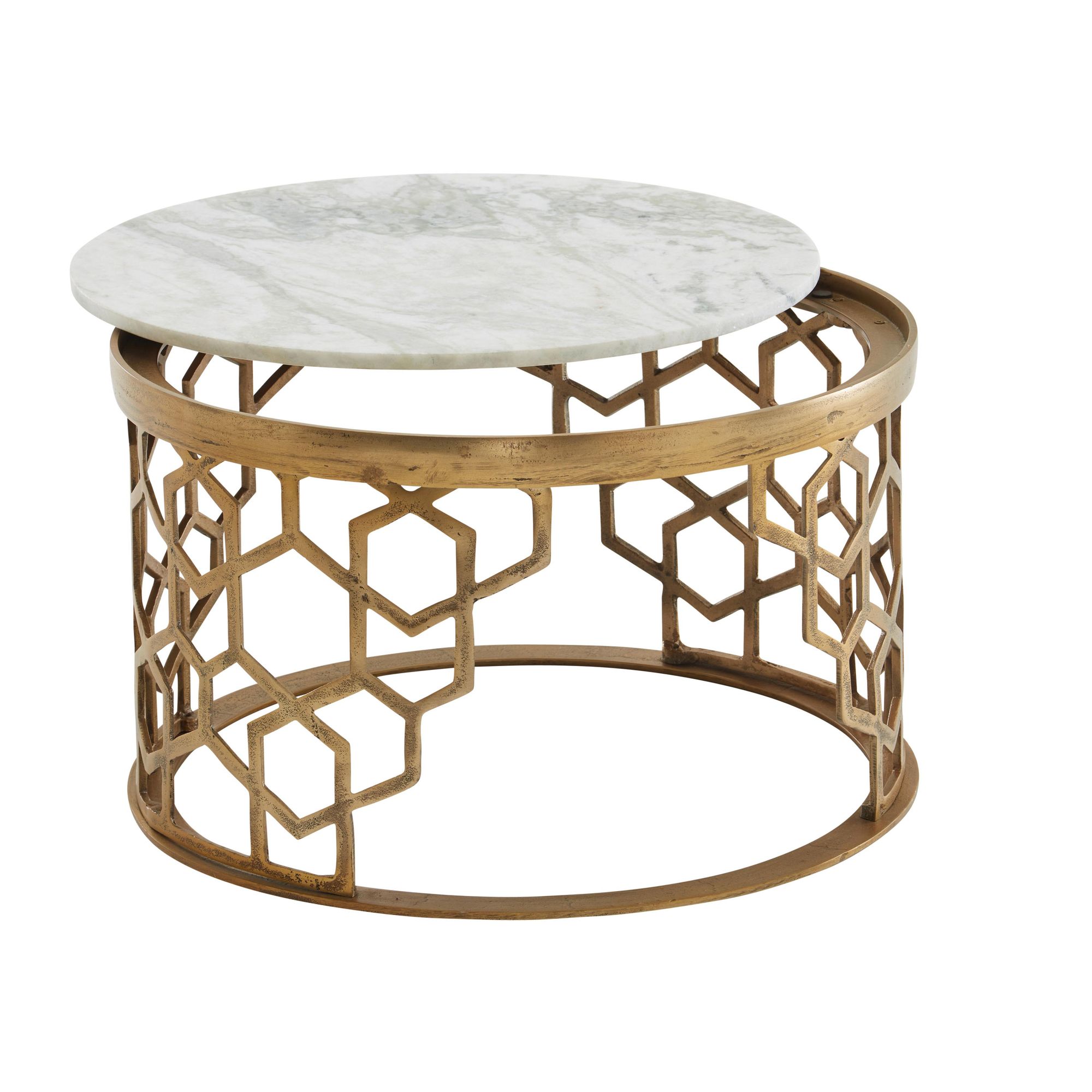 Couchtisch Tjeldsund Marmor Weiß Ø 60 × H 36 cm