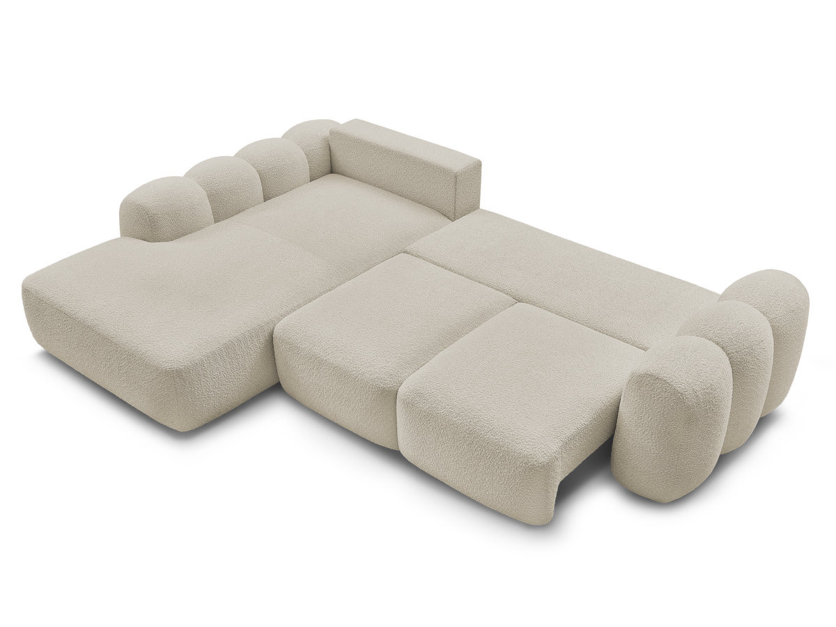 Bobochic Montaigne Ecksofa mit Schlaffunktion und Bettkasten 288 × 196 cm Bouclé-Stoff Beige Ecke links