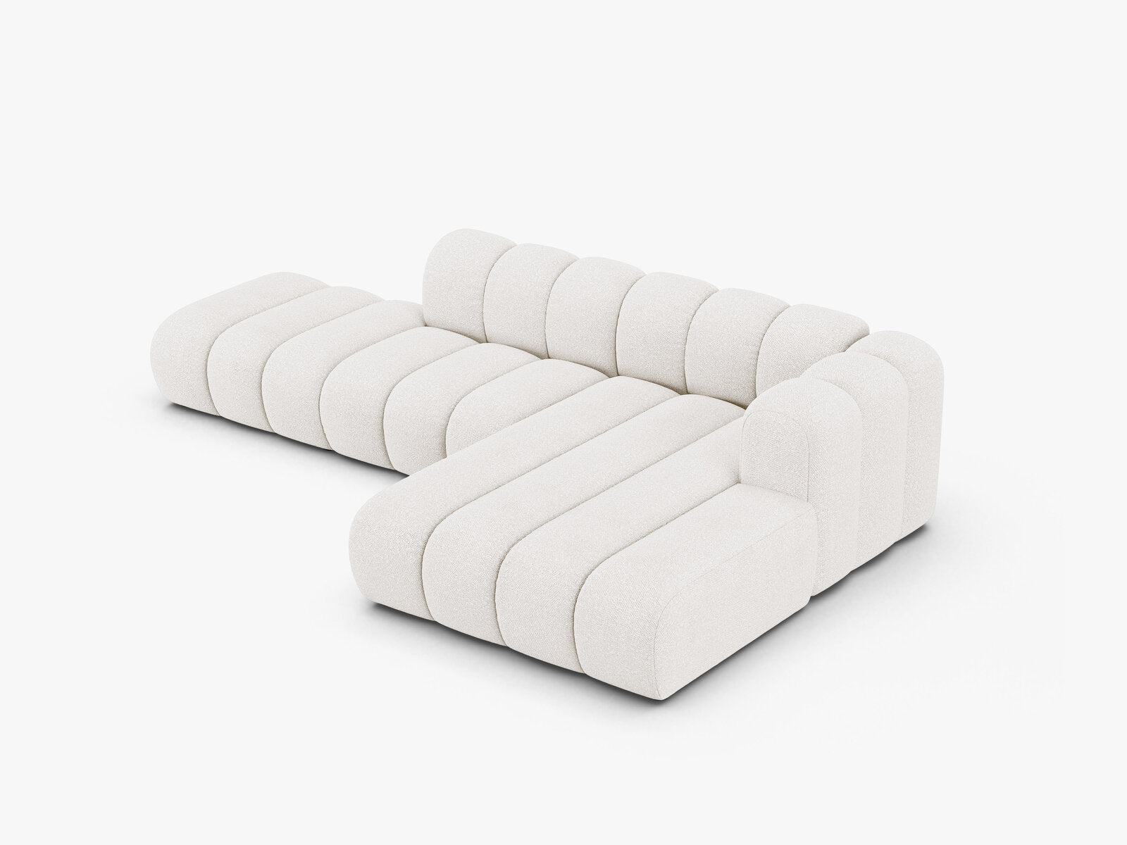 Micadoni Modulares Ecksofa offen Lupine 5-Sitzer Rechts Boucle Baloo Weiß