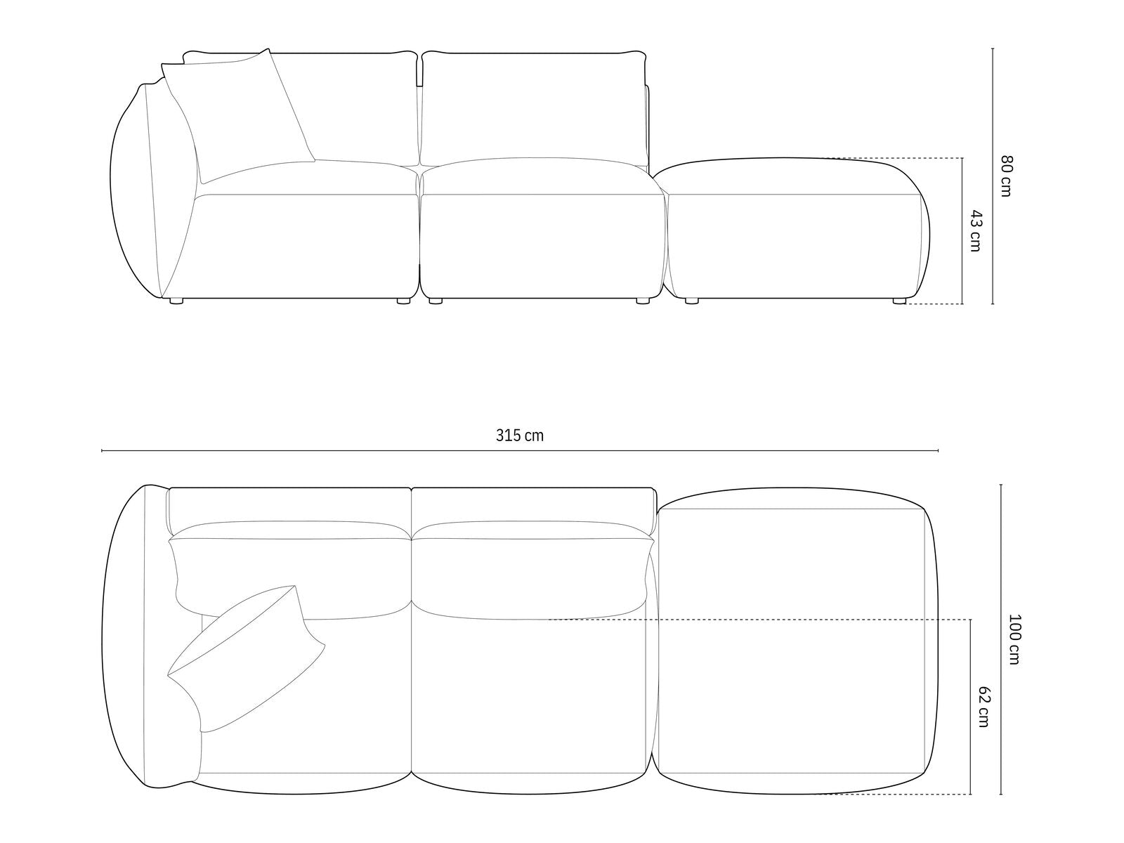 Micadoni Modulares Sofa Chris 3-Sitzer Rechts Strukturierter Stoff Natur