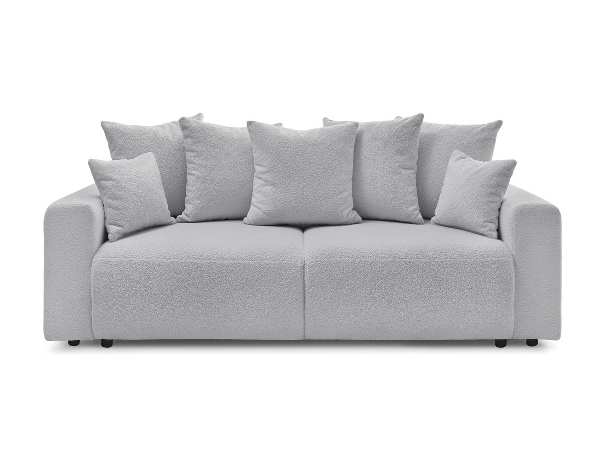 Bobochic Envy Schlafsofa 3-Sitzer mit Bettkasten Bouclé-Stoff Hellgrau