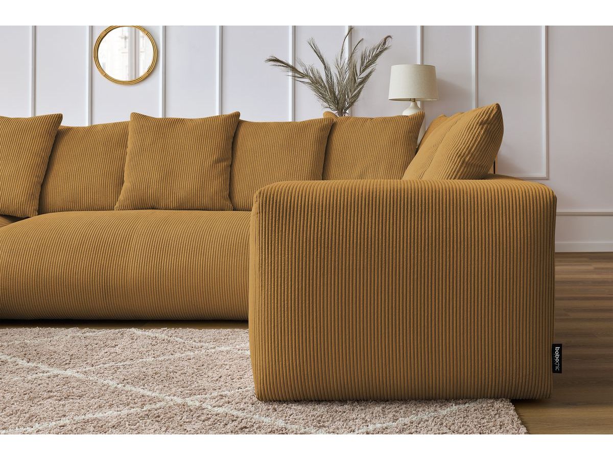 Bobochic Voltaire Wohnlandschaft mit Pouf 356 × 214 cm Cordsamt Gelb Ecke links