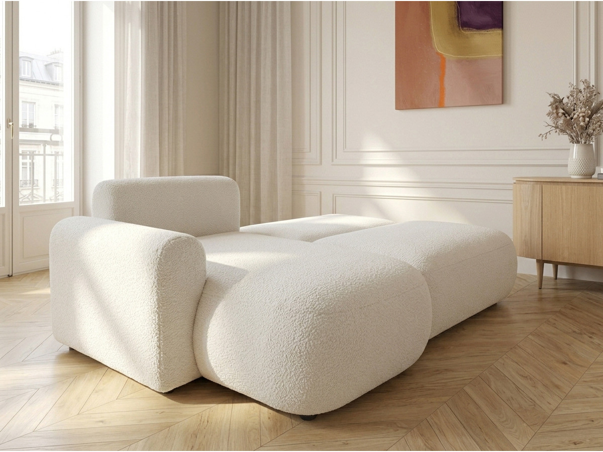 Bobochic Tango Ecksofa mit Schlaffunktion und Bettkasten Bouclé-Stoff Beige Ecke links