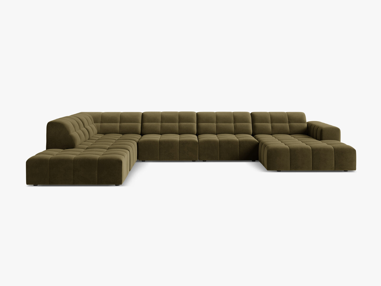 Micadoni Panorama Ecksofa Jennifer 7-Sitzer Links Samt Bluvel Grün