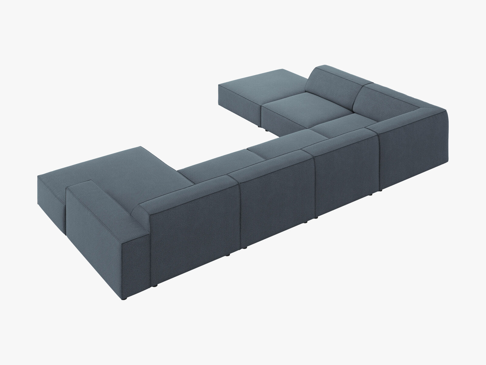 Micadoni Panorama-Ecksofa Jodie 7-Sitzer Links Strukturierter Stoff Megan Blau