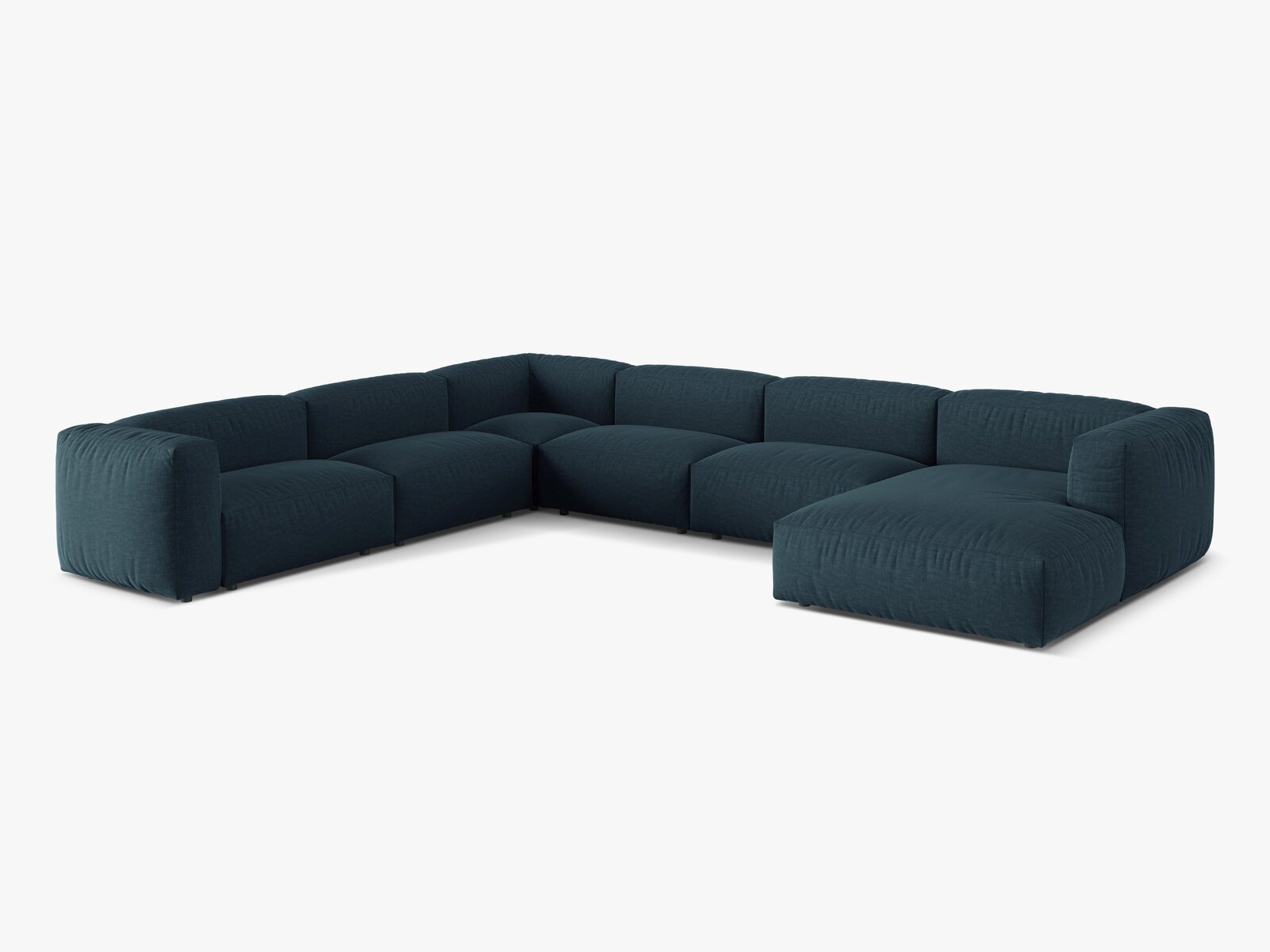 Micadoni modulares Ecksofa XL Martina 6-Sitzer Links Strukturierter Stoff Boston Jeansblau
