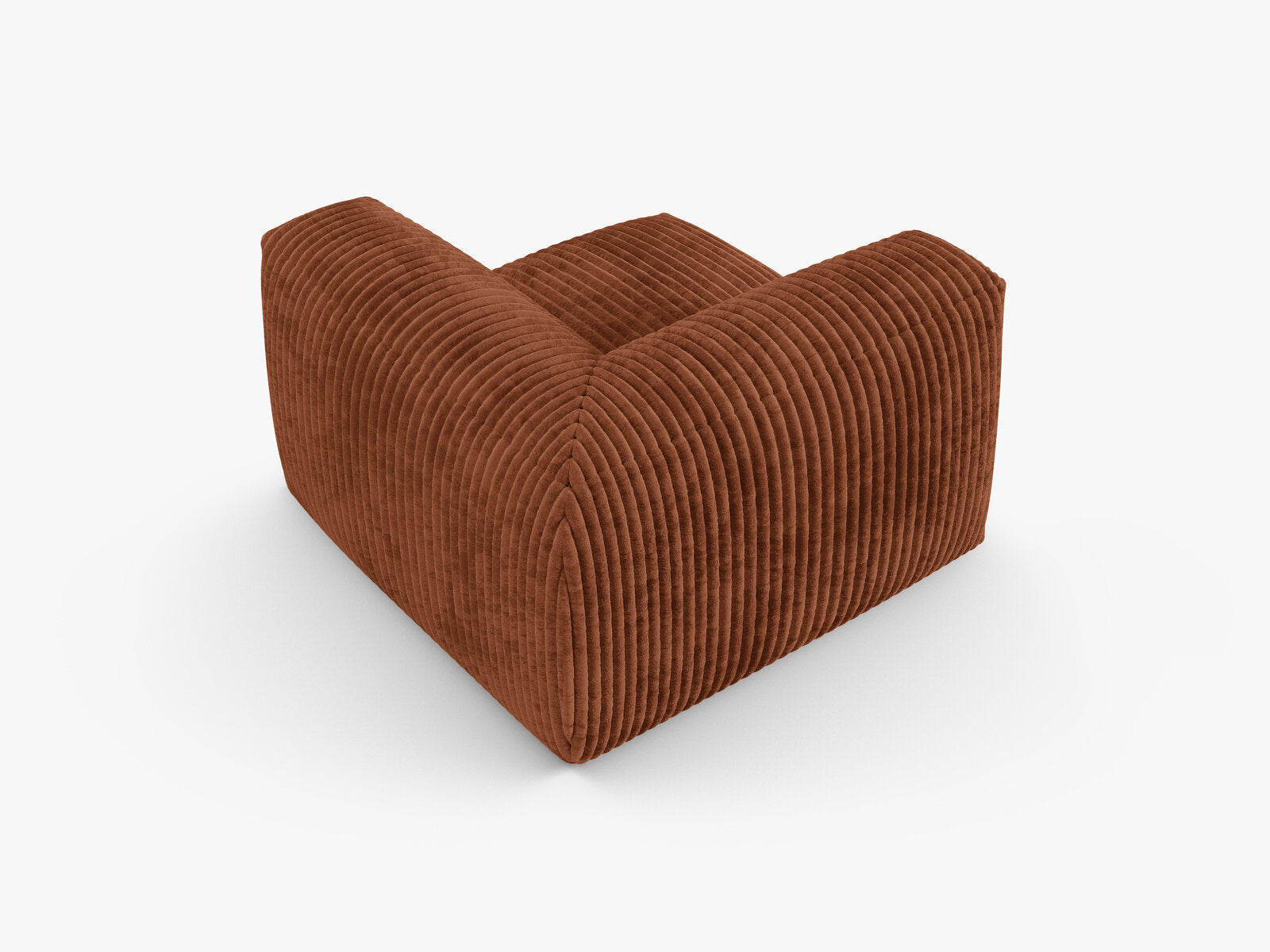 Micadoni symmetrisches Eckmodul Martina 1-Sitzer 90cm Sitztiefe Kord Tilia Ziegel