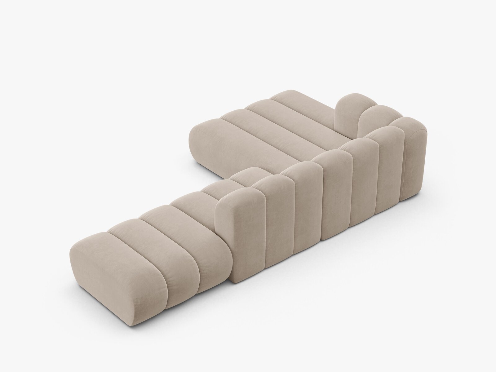 Micadoni Modulares Ecksofa offen Lupine 5-Sitzer Links Samt Salvador Beige