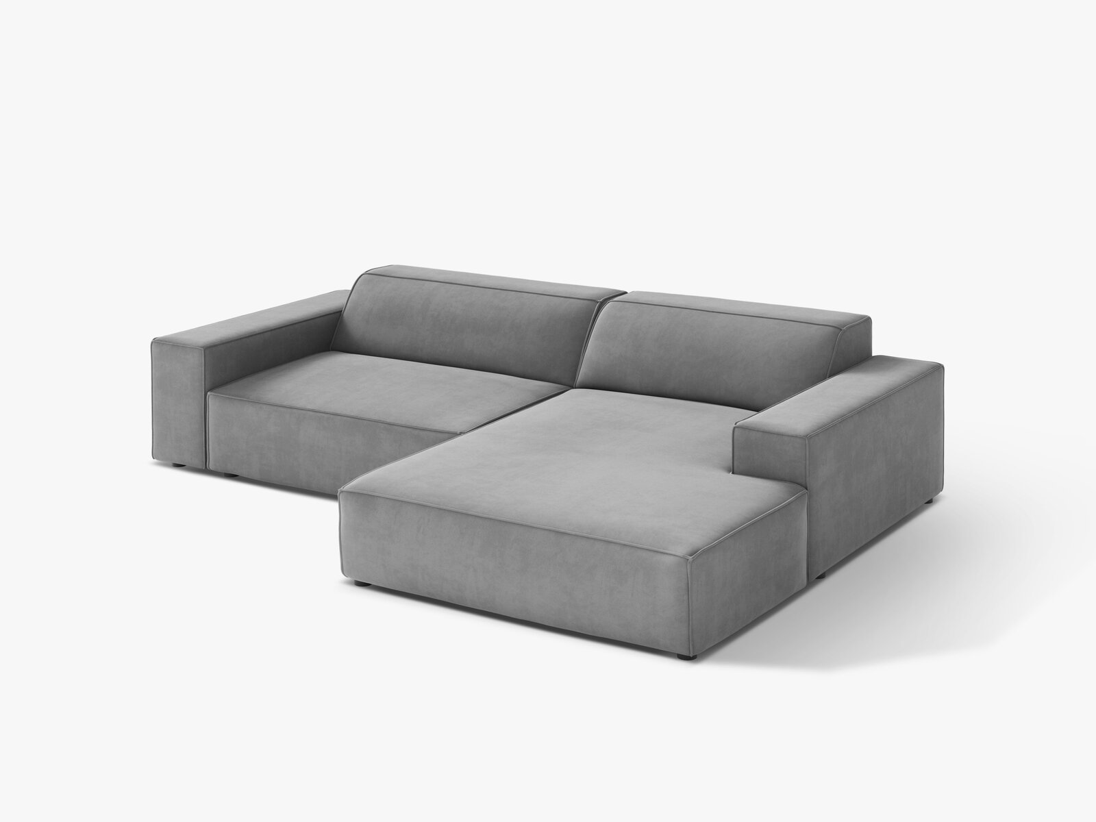 Micadoni Ecksofa Jodie 3-Sitzer Samt Venus Hellgrau Rechts