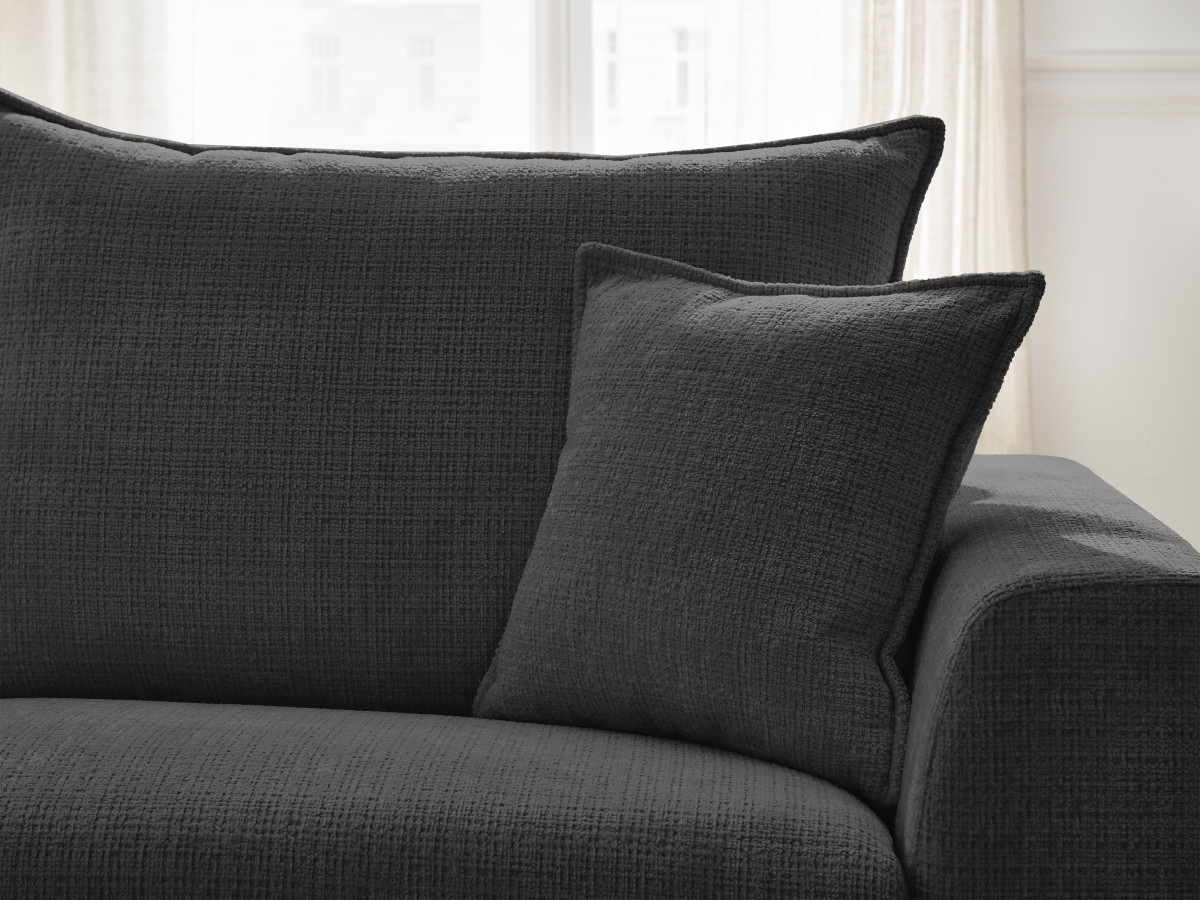 Bobochic Augustin Ecksofa mit Schlaffunktion und Bettkasten Strukturstoff Schwarz, Liegefläche 140 × 200 cm