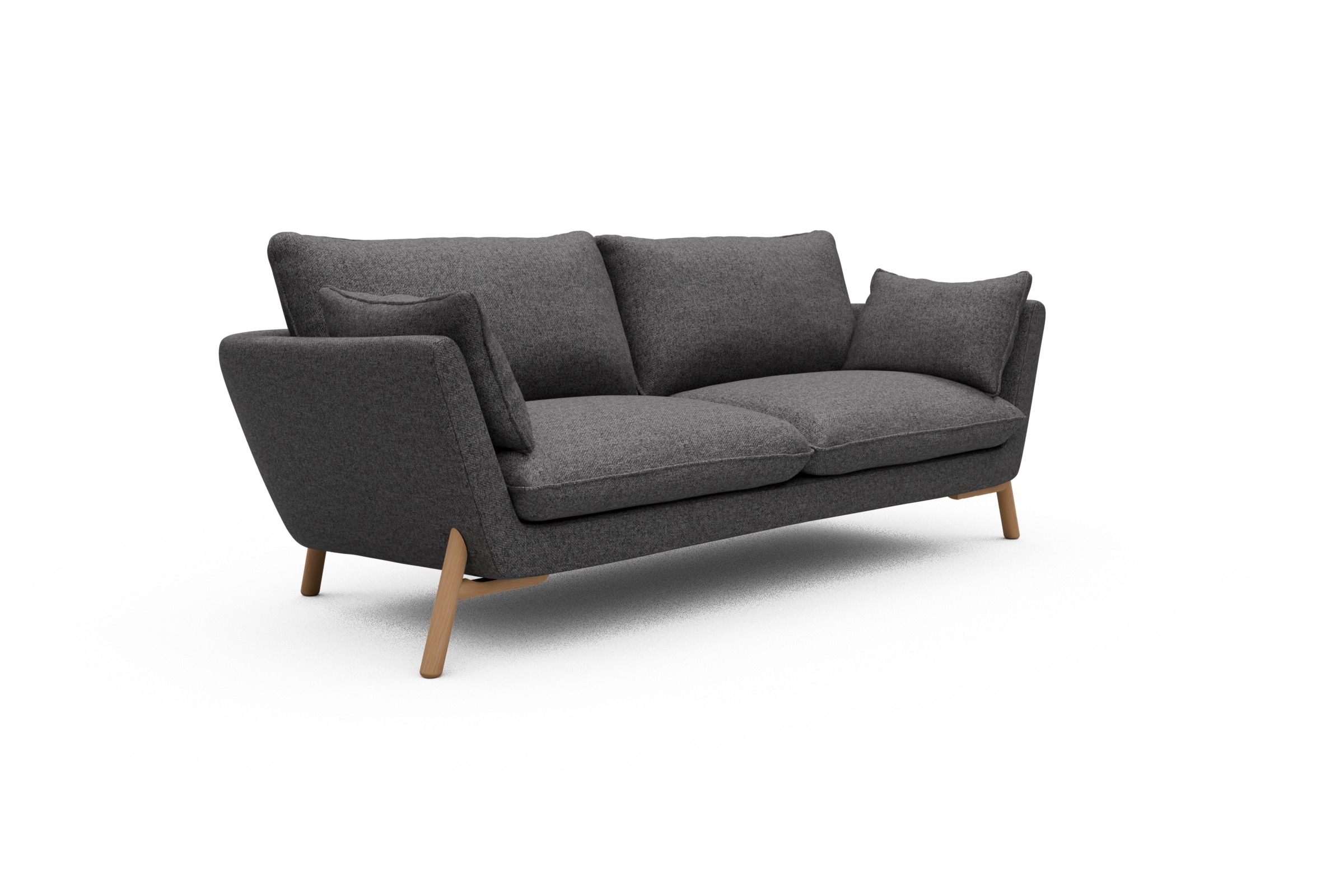 Sofa Emil 3-Sitzer Beinfarbe Eiche Natur Sama-Antracite