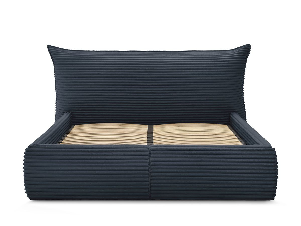 Bobochic Jade Polsterbett mit Bettkasten Cordsamt Dunkelblau, Liegefläche 160 × 200 cm
