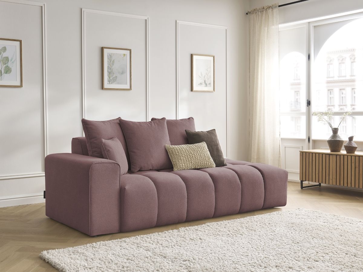 Bobochic Mont-blanc Sofa 4-Sitzer Melange-Stoff Rosa Armlehne links