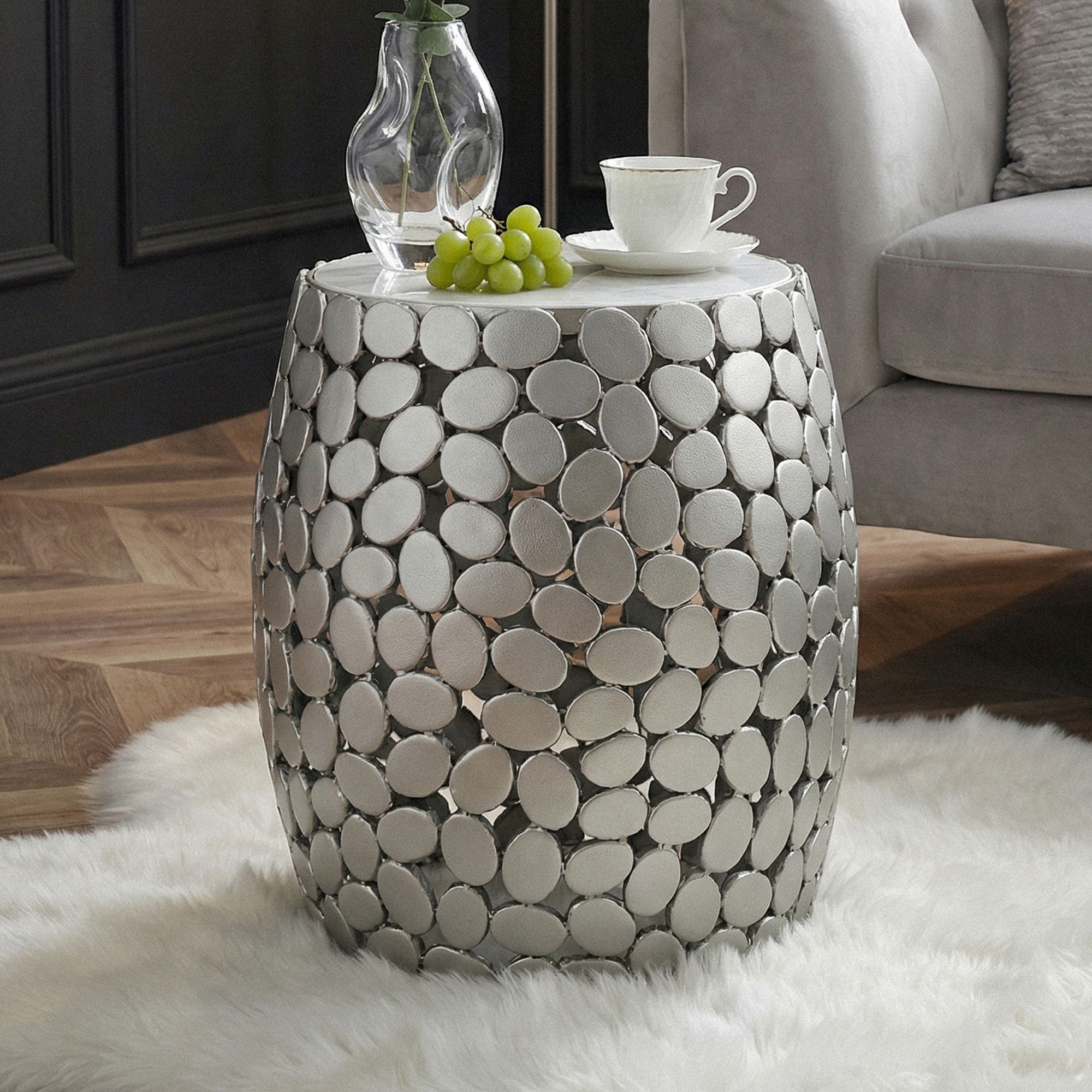 Beistelltisch Borga Marmor Silber Ø 40 cm