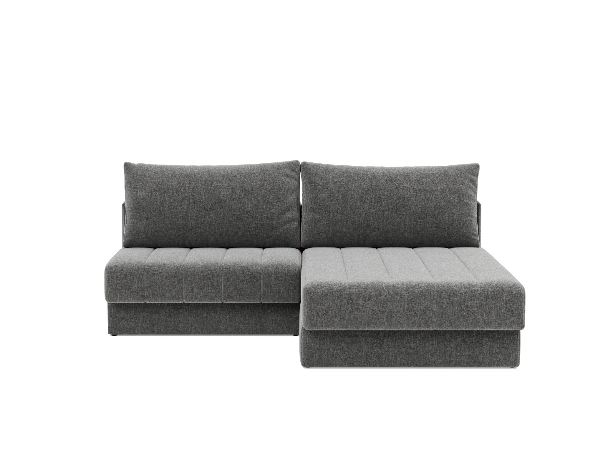 Schlafsofa Akello mit Chaiselongue Strukturierter Stoff Twist 563-Charcoal