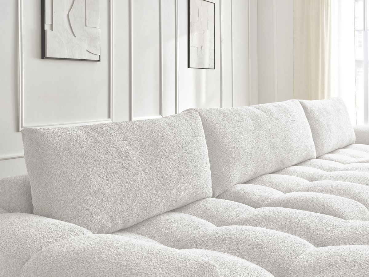 Bobochic Anakin Wohnlandschaft, 3 Kissen Bouclé-Stoff Weiß