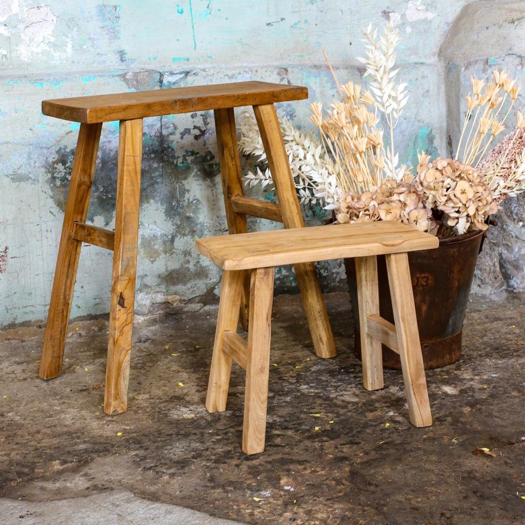 Raw Materials Java Carpenter Beistelltisch/Hocker Recyceltes Holz 40x17x50cm