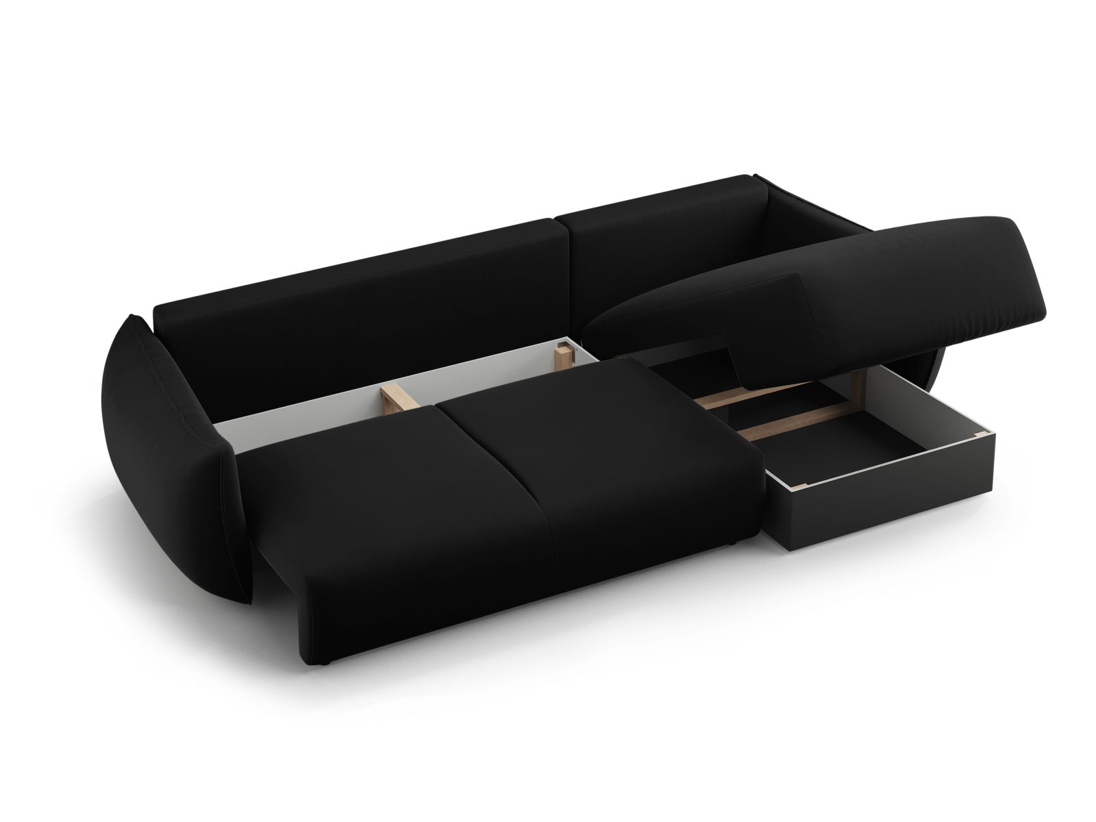 Cosmopolitan Design Ecksofa Matera 4-Sitzer mit Schlaffunktion Samt Salvador Schwarz Links