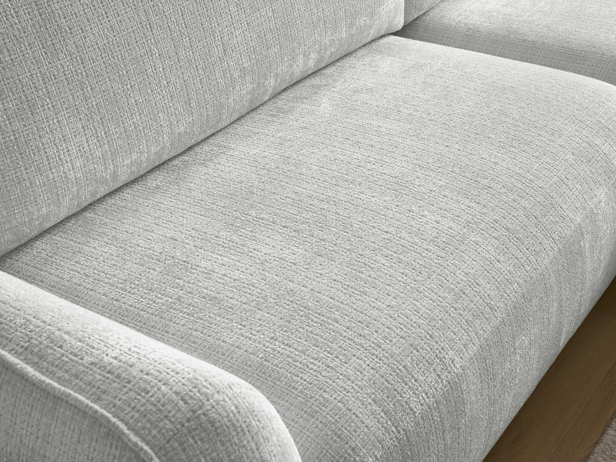 Bobochic Denise Ecksofa mit Schlaffunktion und Bettkasten 258 × 160 cm Strukturstoff Hellgrau Ecke rechts
