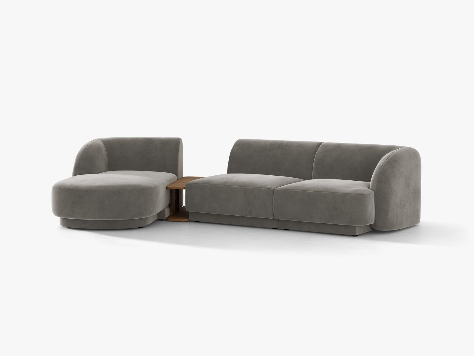 Micadoni Modulares Sofa Miley mit Recamiere 3-Sitzer Links Samt Bluvel Hellgrau