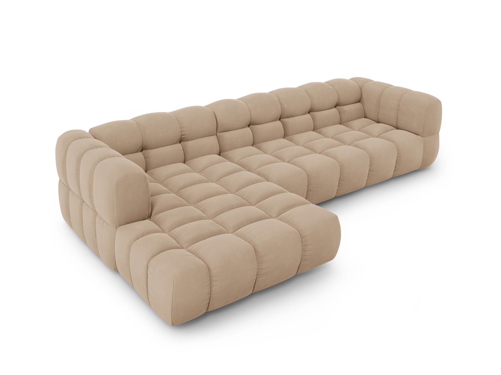 Cosmopolitan Design Ecksofa Sky 4-Sitzer große Version Samt Casino Mandelbeige Links