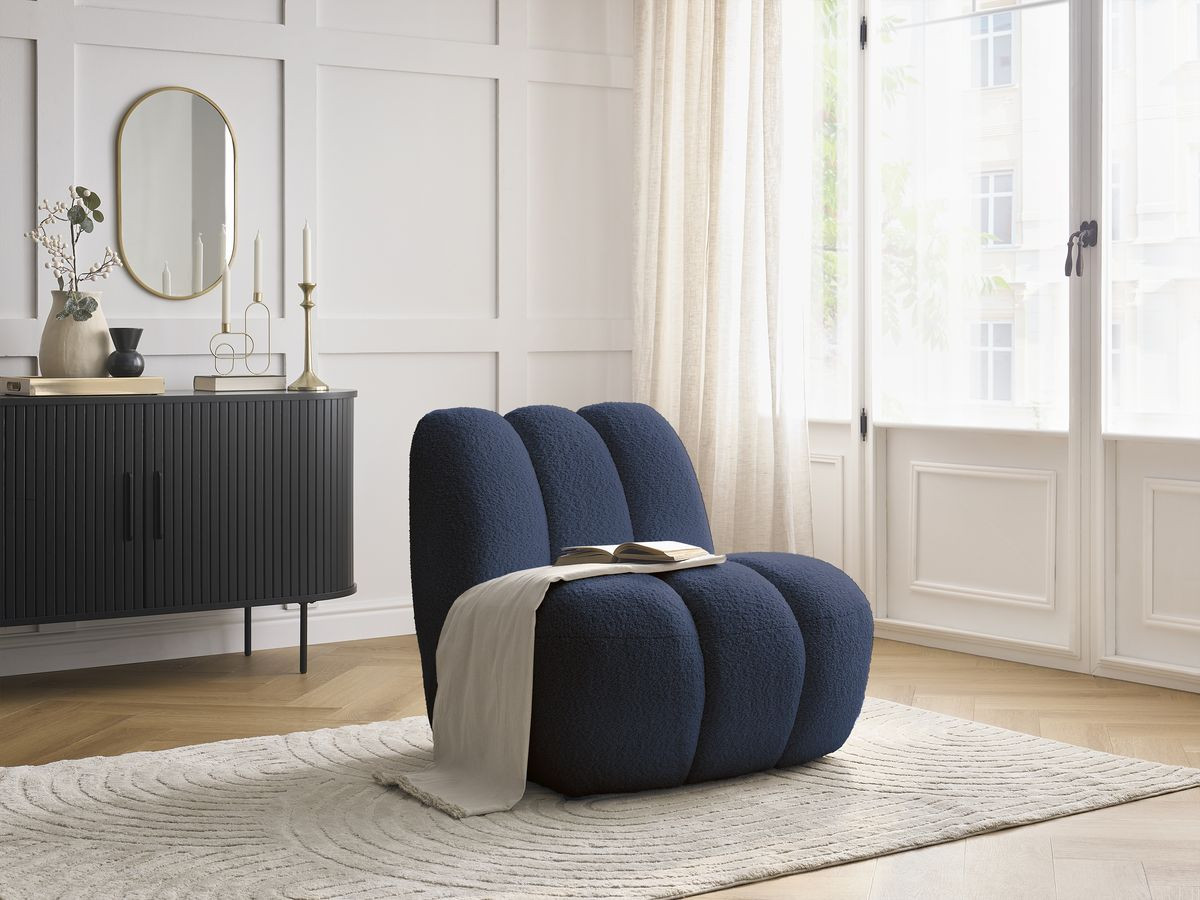 Bobochic Janissaire Sessel 81 × 90 cm Bouclé-Stoff Dunkelblau