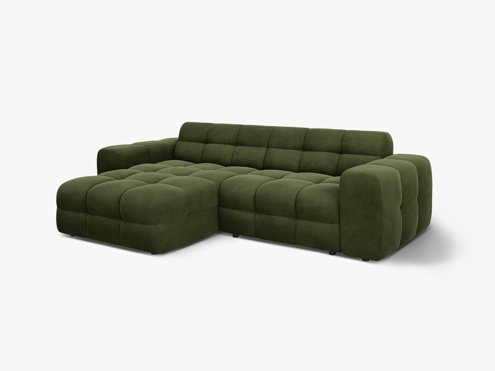 Micadoni Ecksofa Kendal 4-Sitzer Links Samt Armeegrün