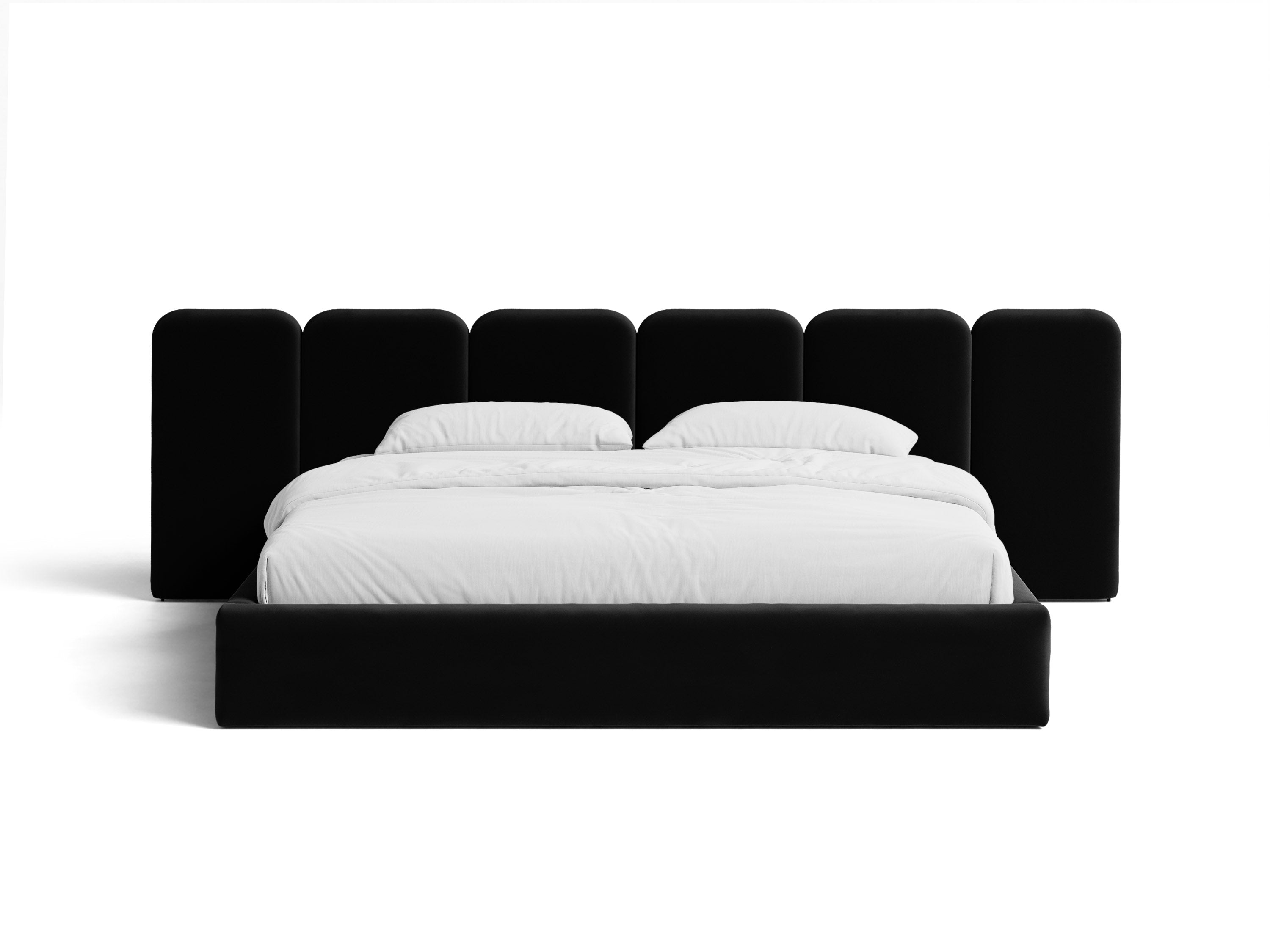 Micadoni Stauraumbett mit breitem Kopfteil Saga Samt Magic Velvet Schwarz 140x200