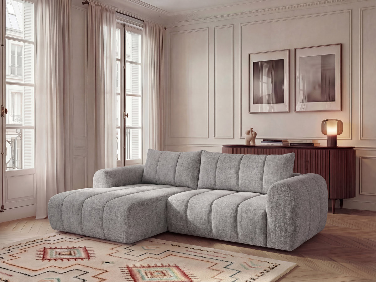 Bobochic Nesty Ecksofa 272 cm Melange-Stoff Hellgrau Ecke links
