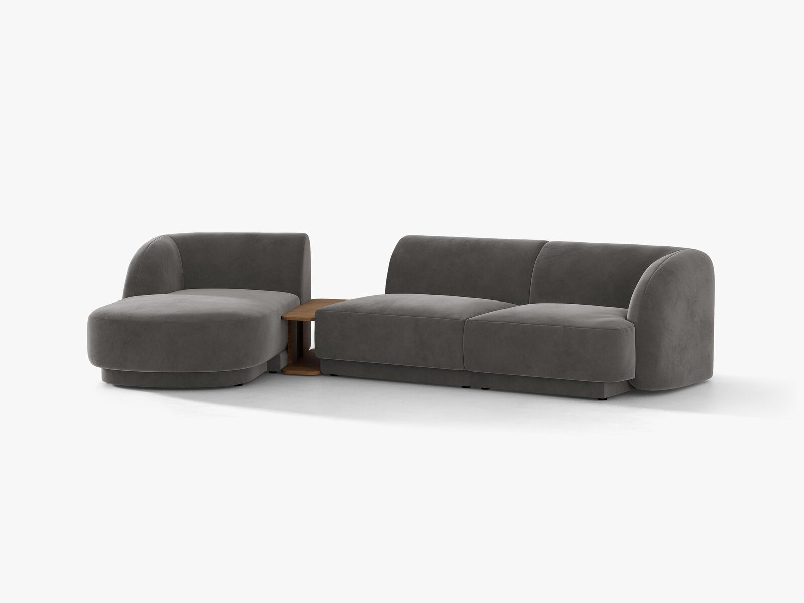 Micadoni Modulares Sofa Miley mit Recamiere 3-Sitzer Links Samt Venus Grau