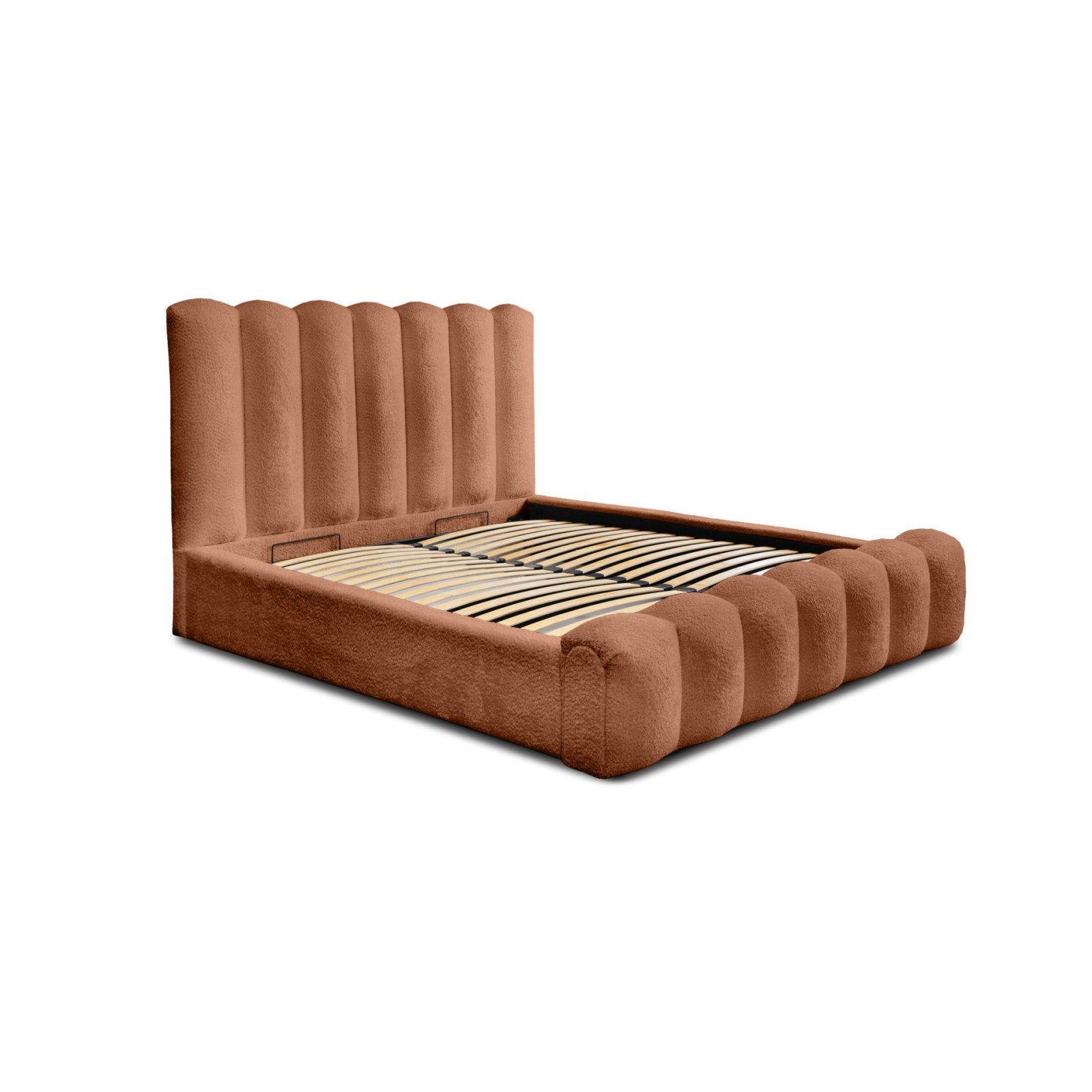 Polsterbett Laro Boucle 180x200 mit Metallrahmen Euphoria 09 Deep Terra