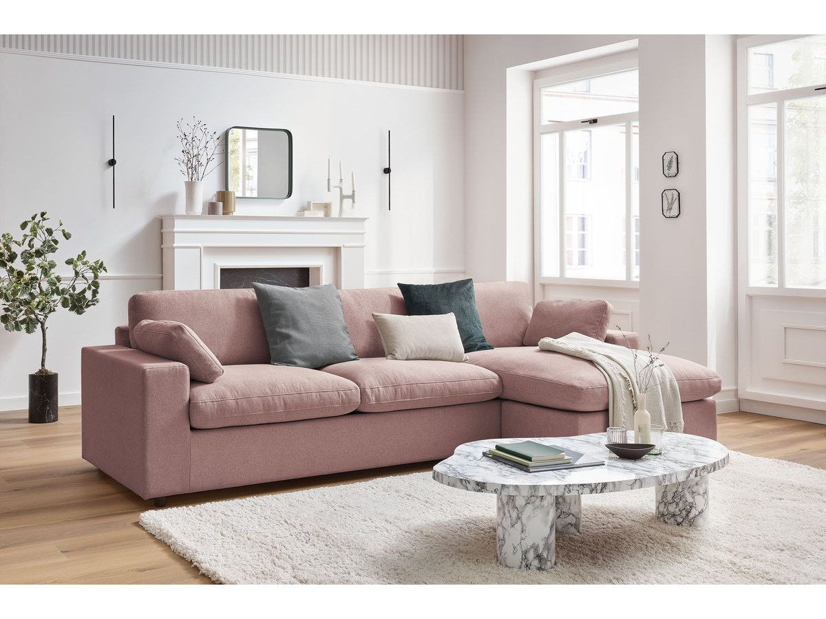Bobochic Belair Ecksofa 280 × 139 cm Stoff Rosa