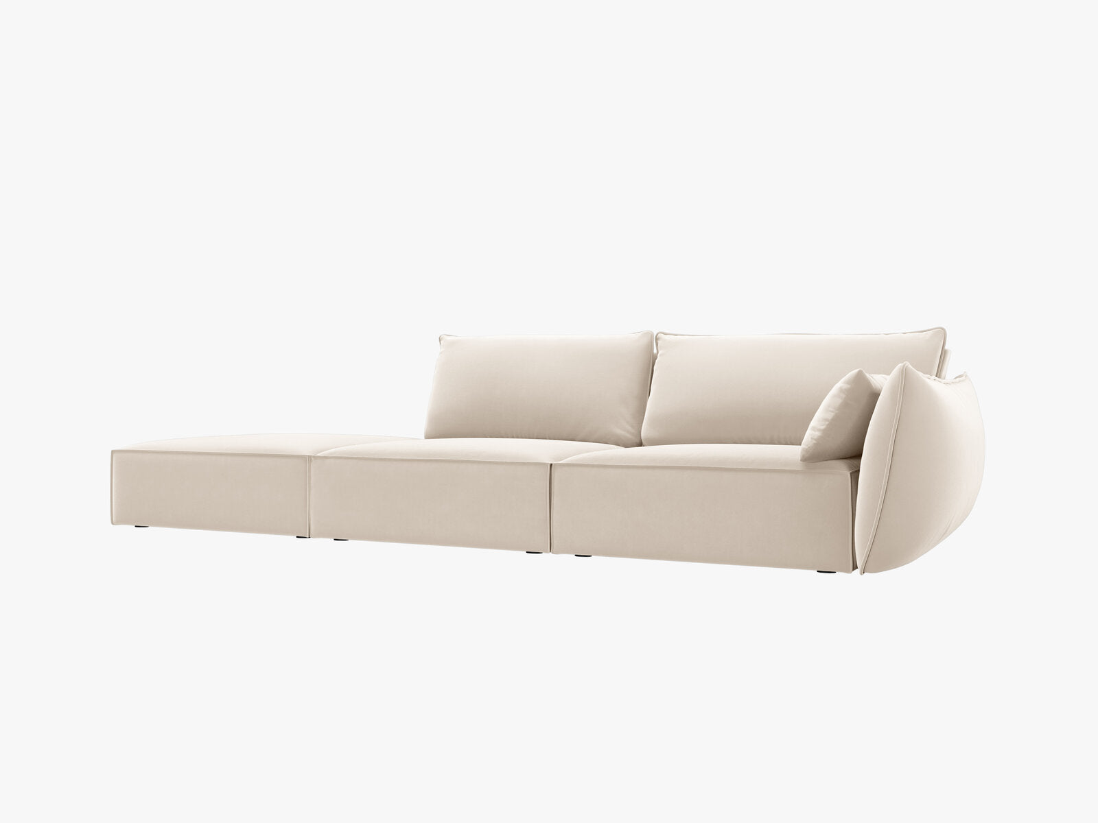 Micadoni Sofa Kaelle 4-Sitzer Links Samt Bluvel Helles Beige