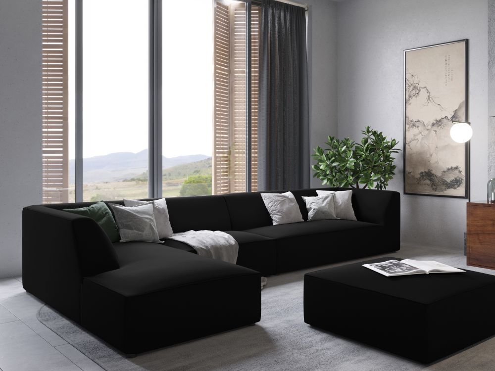 Cosmopolitan Design Ecksofa Siena 5-Sitzer Samt Salvador Schwarz Links