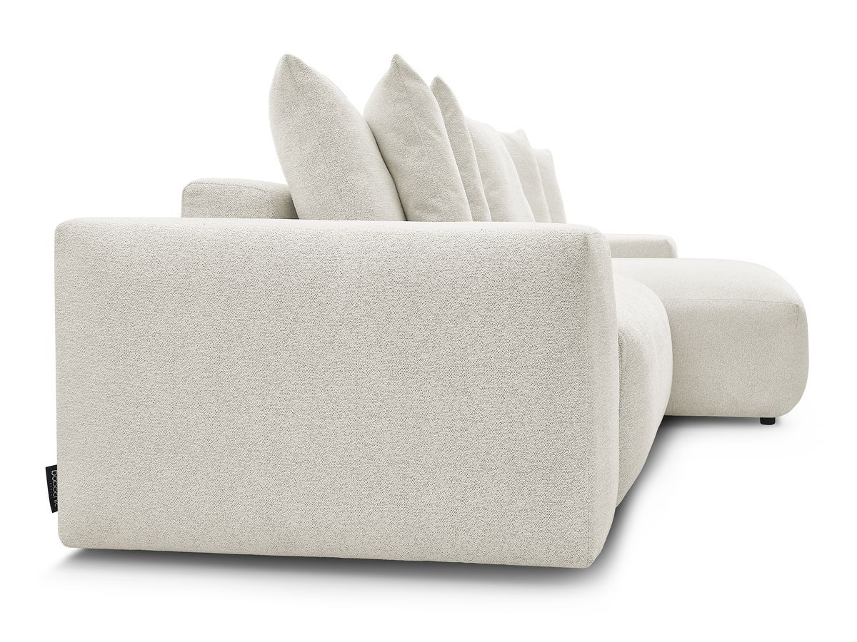 Bobochic Voltaire Ecksofa mit Schlaffunktion und Bettkasten Melange-Stoff Weiß