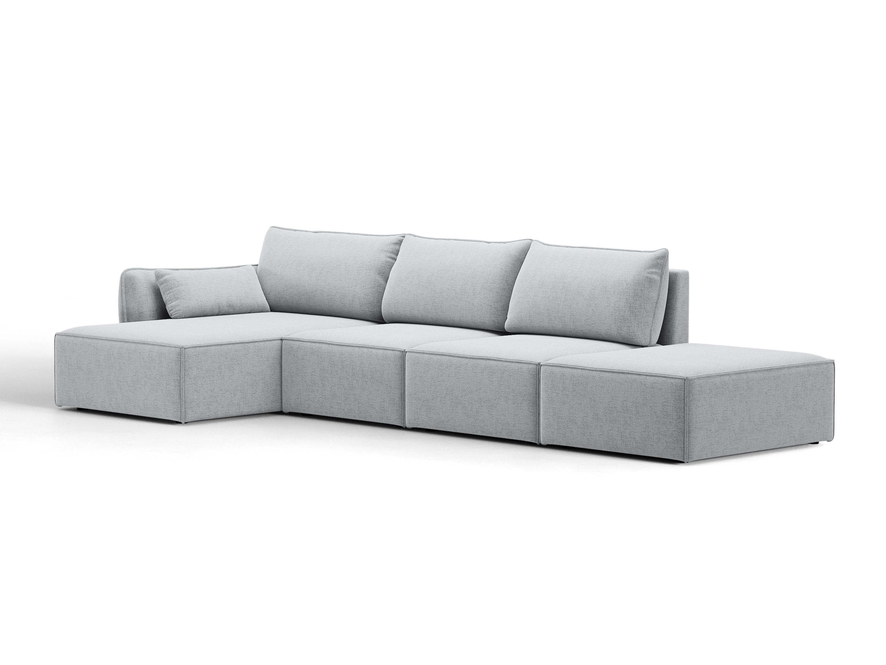 Micadoni Ecksofa Kaelle 5-Sitzer Strukturierter Stoff Moly Hellgrau Links