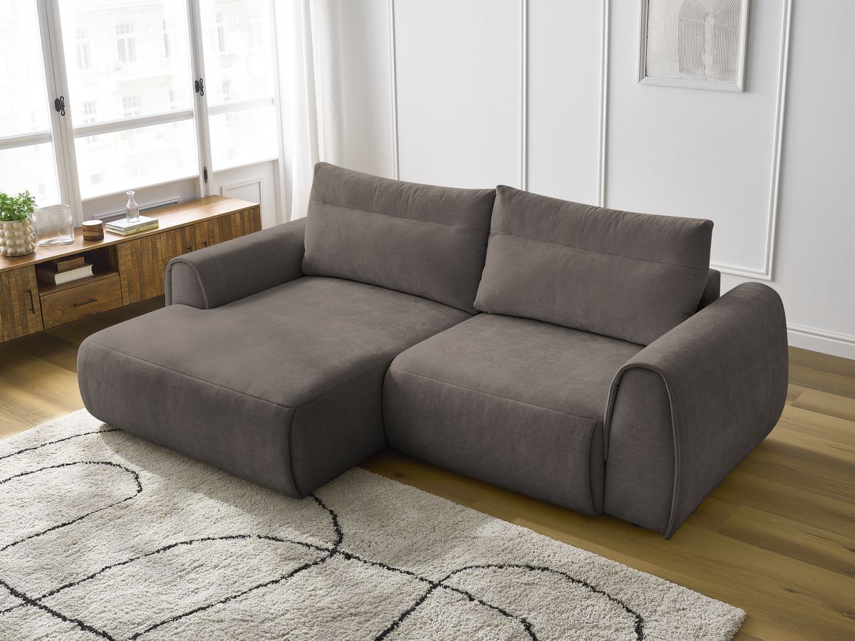 Bobochic Aden Ecksofa 246 × 152 cm Stoff Taupe Ecke links