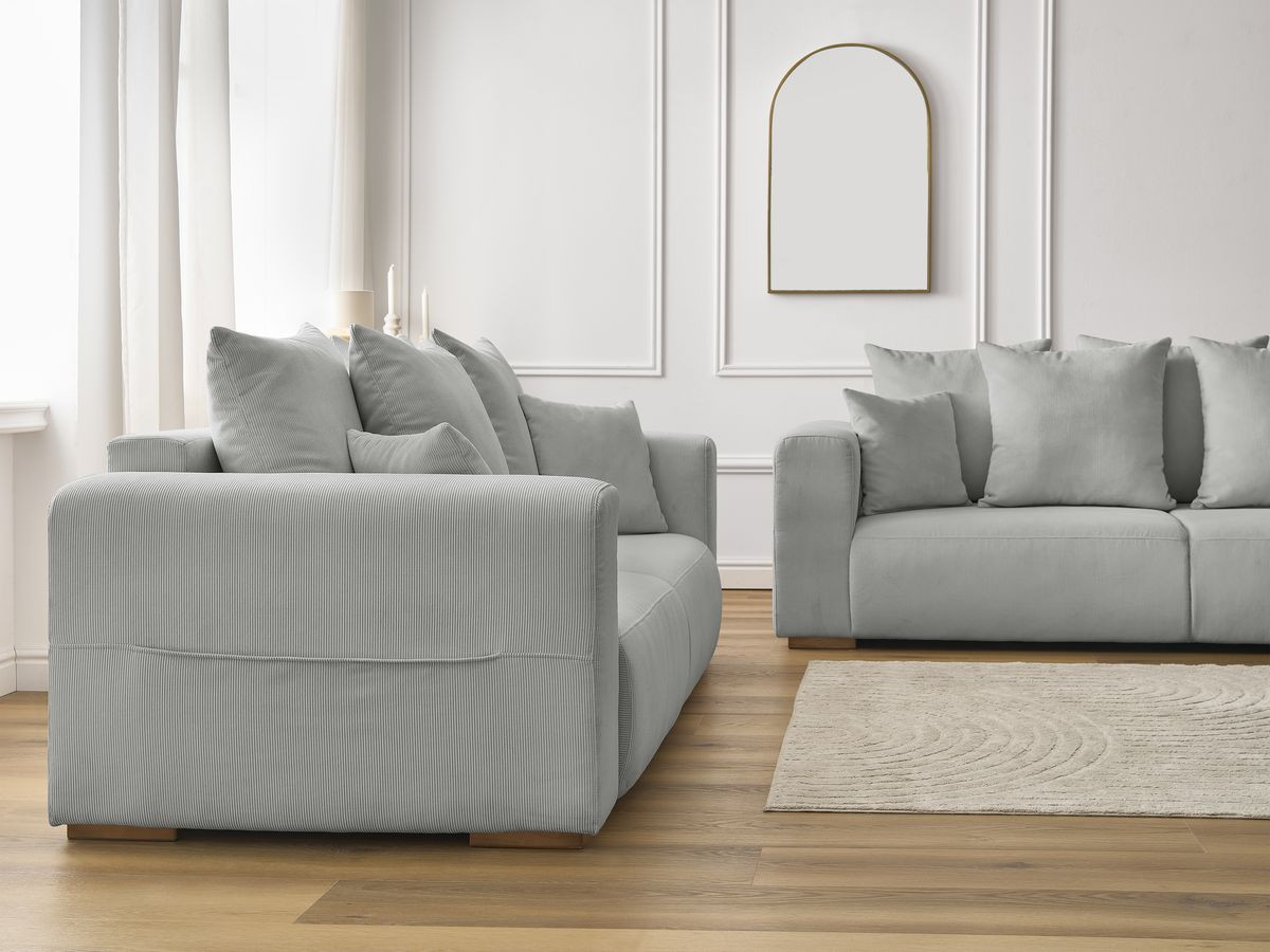 Bobochic Sidonie Sofa 5-Sitzer Cordsamt Hellgrau