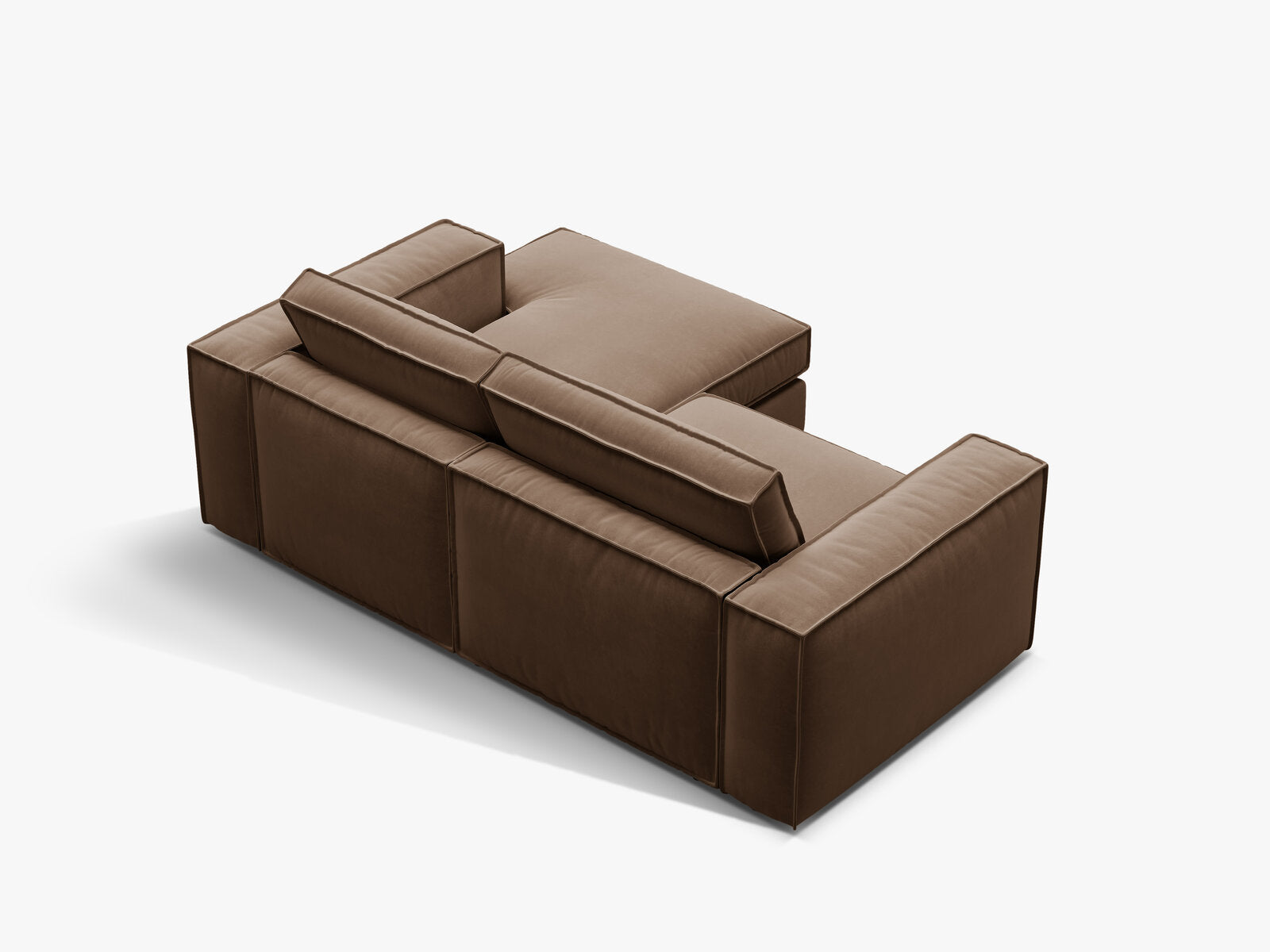 Micadoni modulares Ecksofa Pola 2-Sitzer kleine Version Rechts Samt Salvador Schokolade