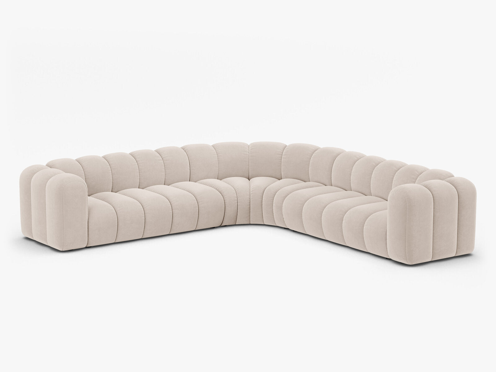 Micadoni symmetrisches Ecksofa Lupine 5-Sitzer  Samt Venus Helles Beige
