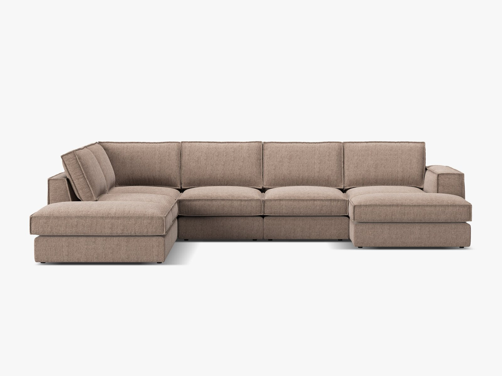 Micadoni modulares Panorama Ecksofa Pola 5-Sitzer Links Strukturierter Stoff Babel Hellbraun