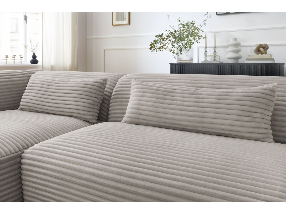 Bobochic Harry Ecksofa Breitcord weich Taupe Ecke links