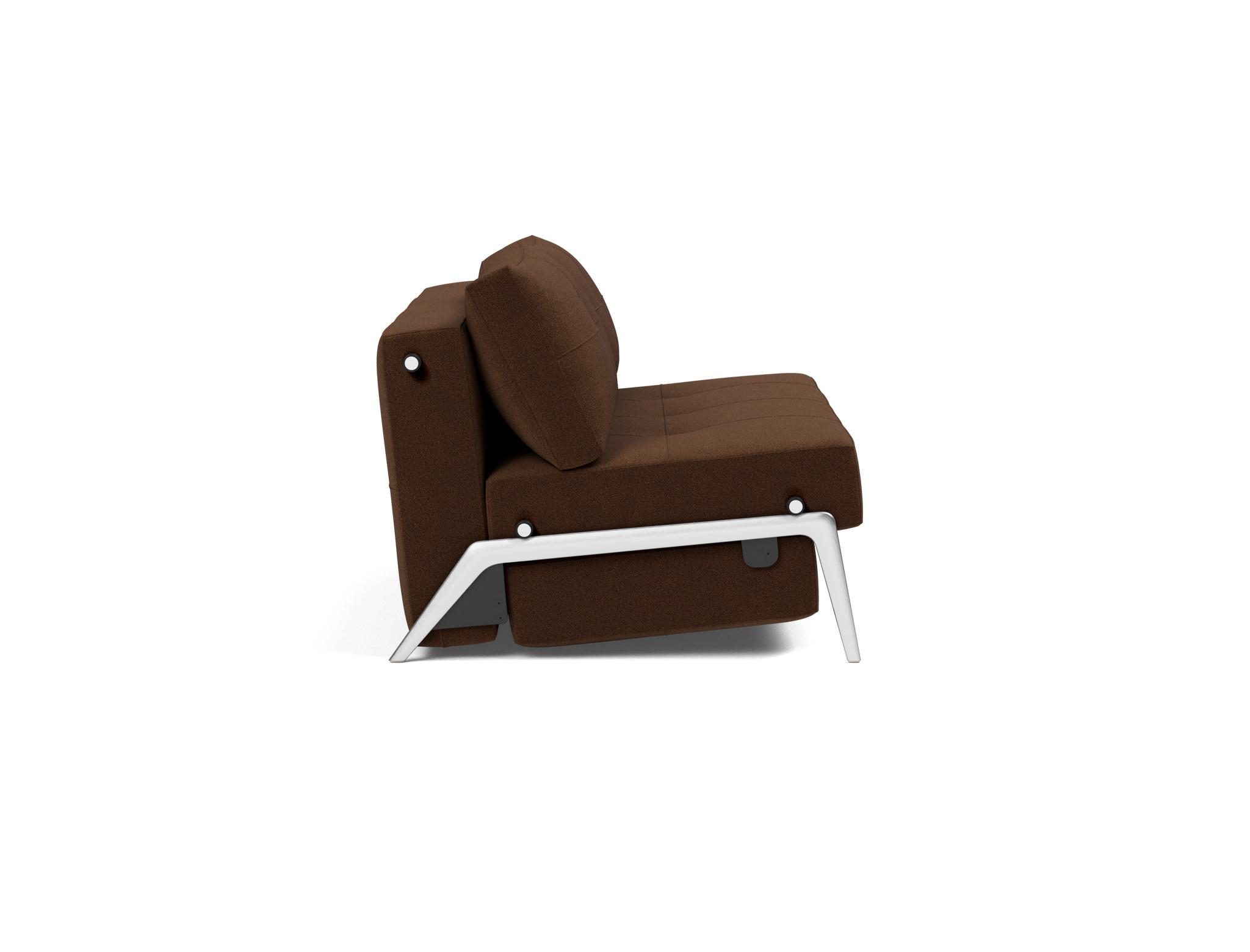 Schlafsofa Cubed 140 Strukturierter Stoff Taura 359-Cappuccino Beine Aluminium