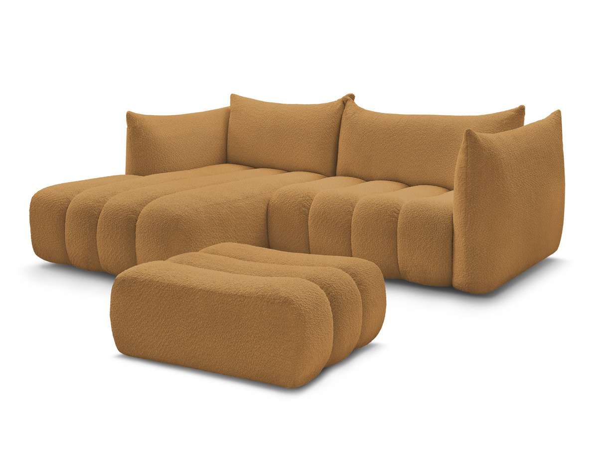 Bobochic Azra Ecksofa mit Pouf 262 × 178 cm Bouclé-Stoff Gelb Ecke links